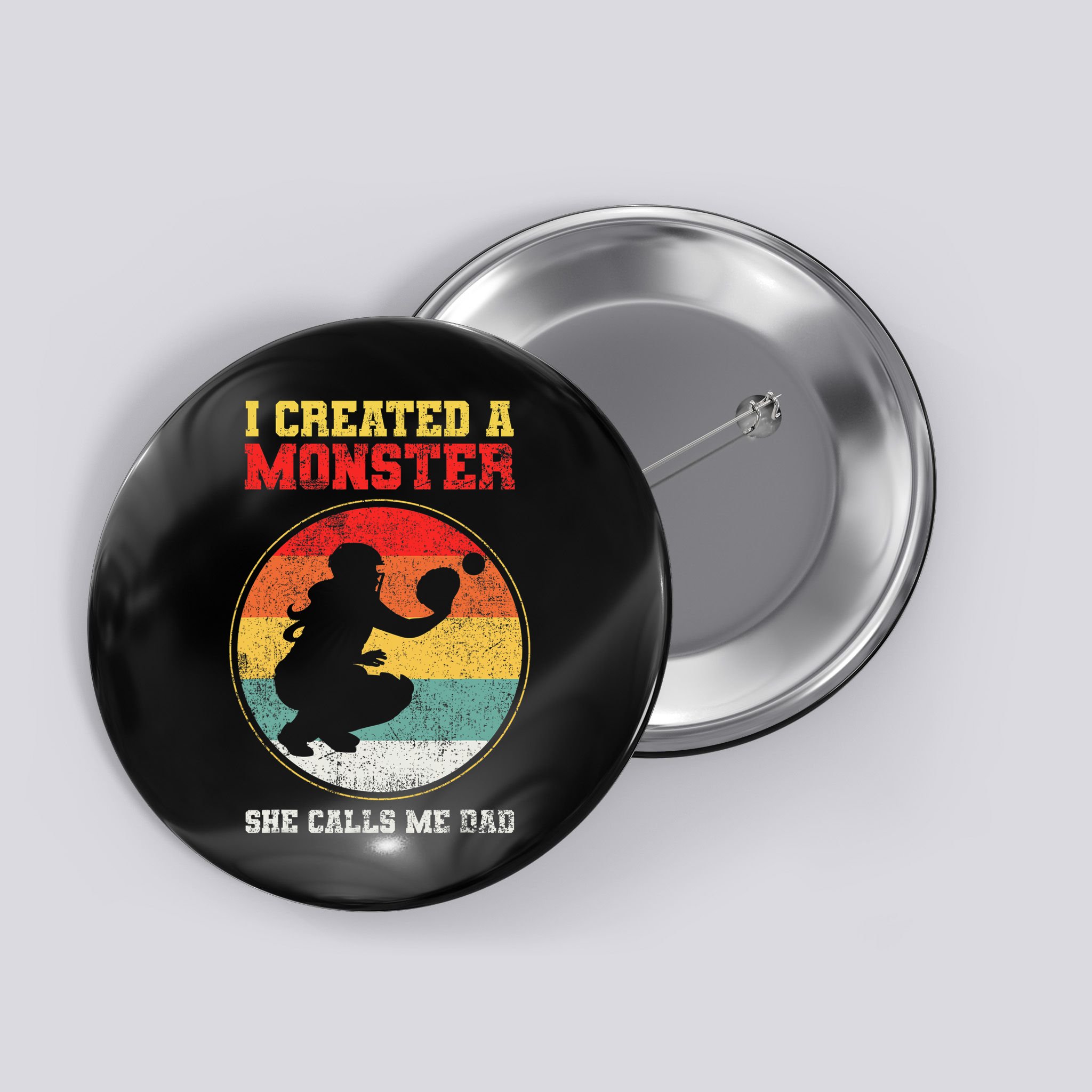 Catcher Softball Dad Fathers Day Button