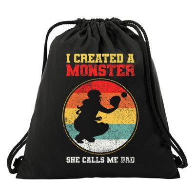 Catcher Softball Dad Fathers Day Drawstring Bag