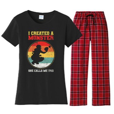 Catcher Softball Dad Fathers Day Women's Flannel Pajama Set