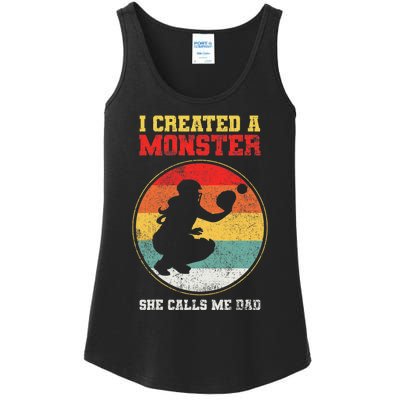 Catcher Softball Dad Fathers Day Ladies Essential Tank