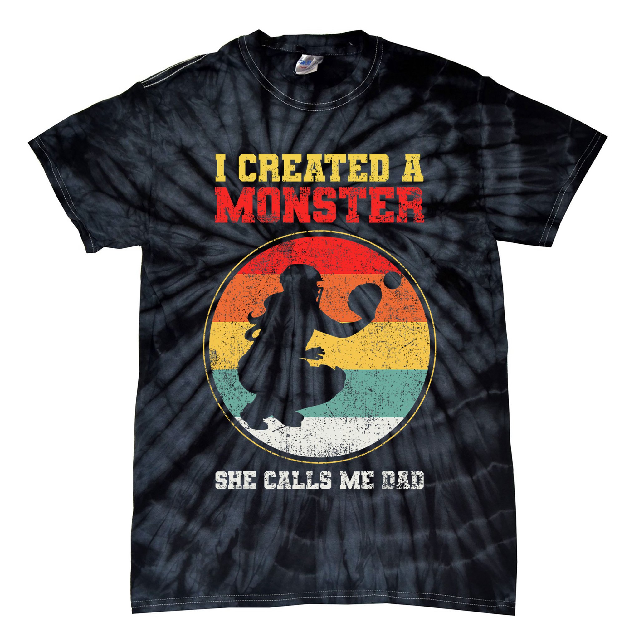 Catcher Softball Dad Fathers Day Tie-Dye T-Shirt
