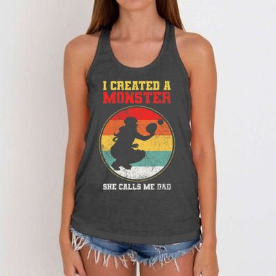 Catcher Softball Dad Fathers Day Women's Knotted Racerback Tank