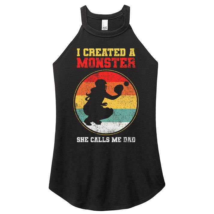 Catcher Softball Dad Fathers Day Women's Perfect Tri Rocker Tank