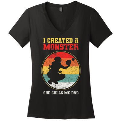 Catcher Softball Dad Fathers Day Women's V-Neck T-Shirt