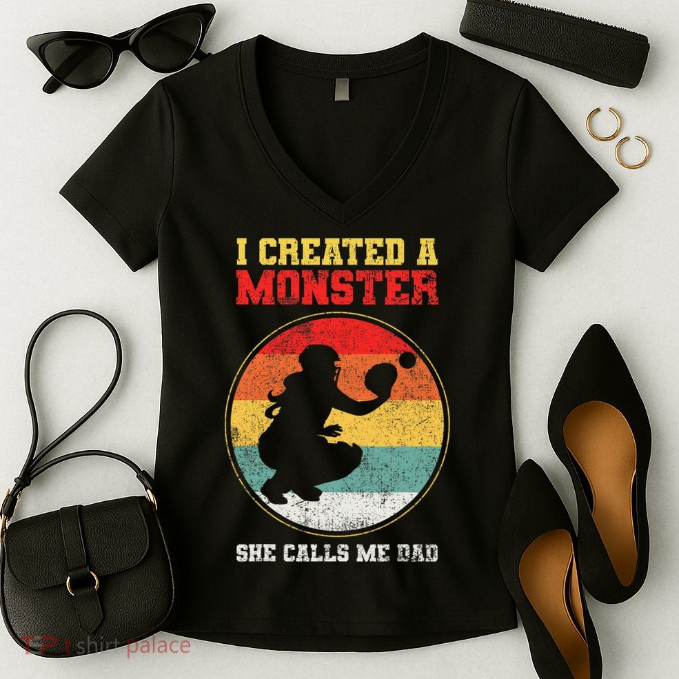 Catcher Softball Dad Fathers Day Women's V-Neck T-Shirt