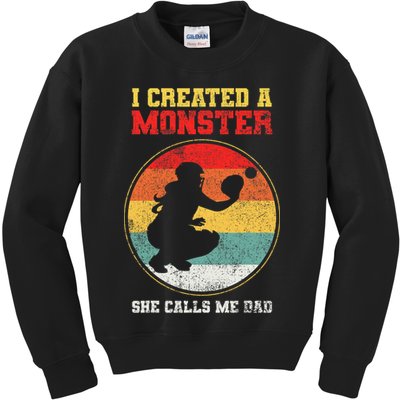 Catcher Softball Dad Fathers Day Kids Sweatshirt