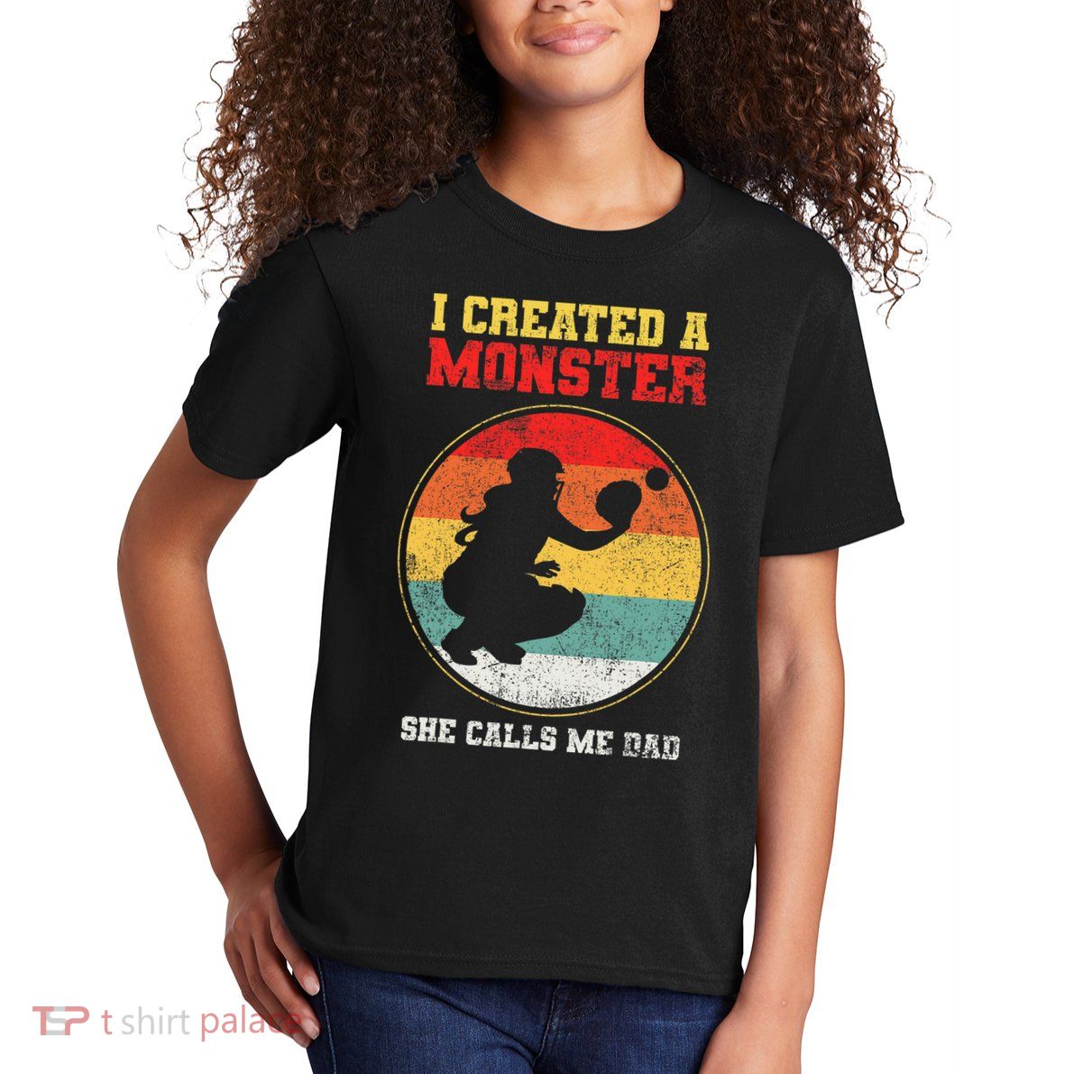 Catcher Softball Dad Fathers Day Kids T-Shirt