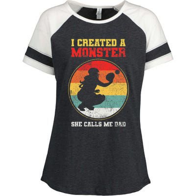 Catcher Softball Dad Fathers Day Enza Ladies Jersey Colorblock Tee