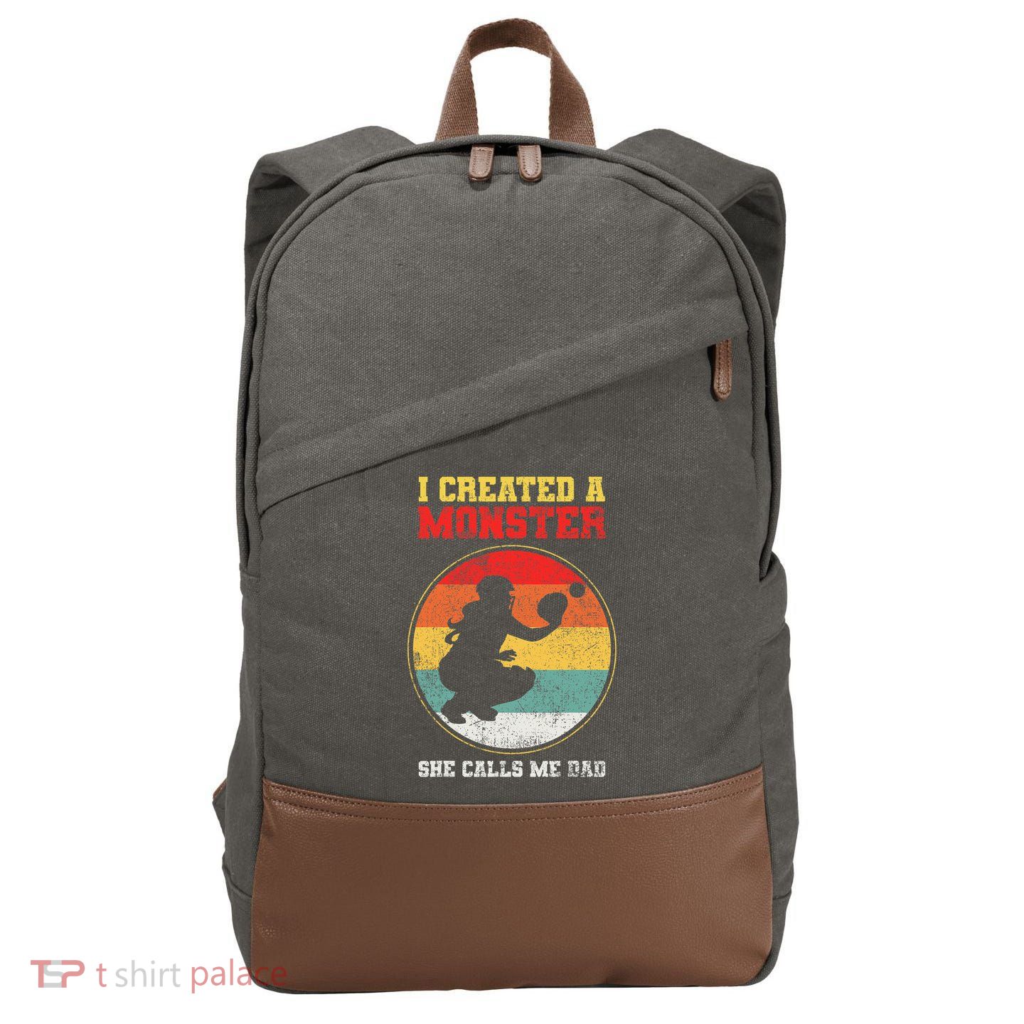 Catcher Softball Dad Fathers Day Cotton Canvas Backpack
