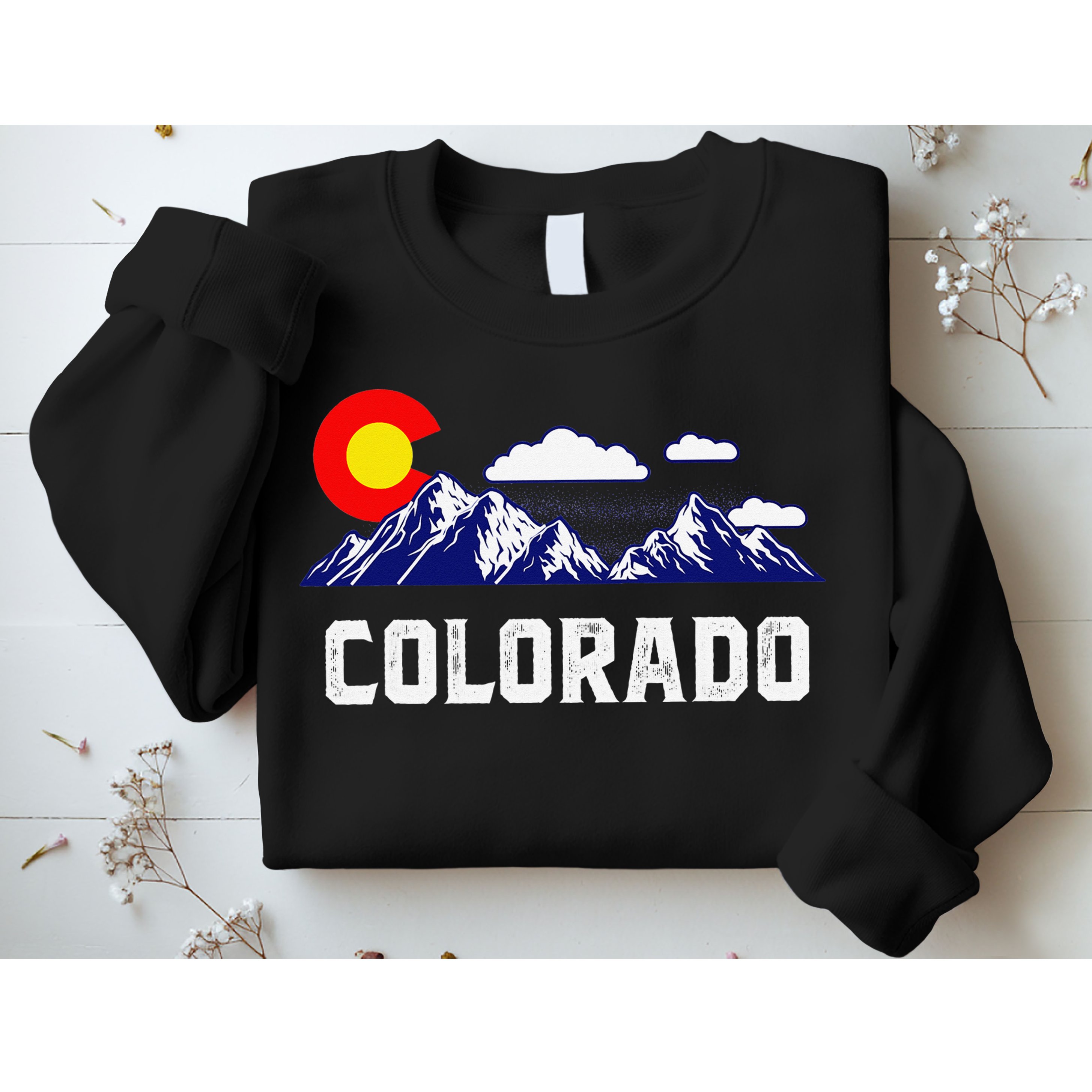 Colorado State Denver Map Flag CO Souvenir Mountain Sweatshirt