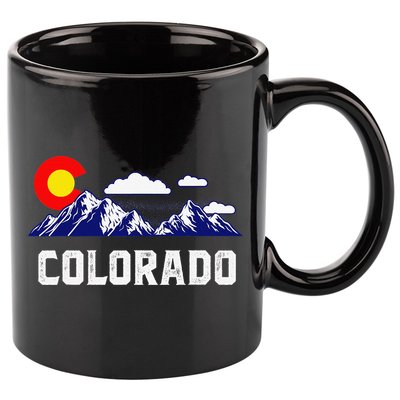 Colorado State Denver Map Flag CO Souvenir Mountain 11oz C Handle Ceramic Mug