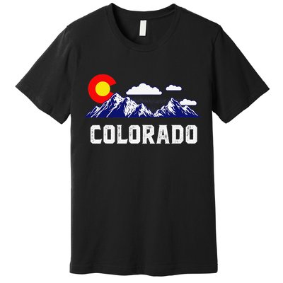 Colorado State Denver Map Flag CO Souvenir Mountain Premium T-Shirt