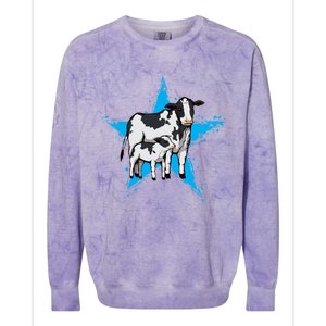 Cow Star Design Cattle Love Lover Cows Gift Colorblast Crewneck Sweatshirt