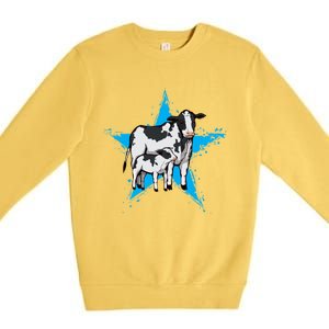 Cow Star Design Cattle Love Lover Cows Gift Premium Crewneck Sweatshirt