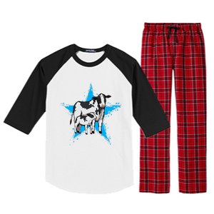 Cow Star Design Cattle Love Lover Cows Gift Raglan Sleeve Pajama Set