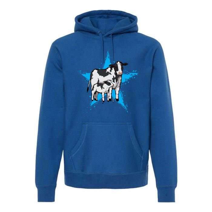 Cow Star Design Cattle Love Lover Cows Gift Premium Hoodie