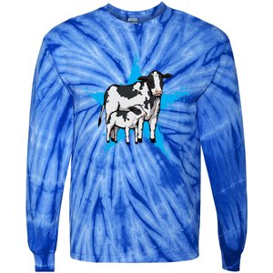 Cow Star Design Cattle Love Lover Cows Gift Tie-Dye Long Sleeve Shirt