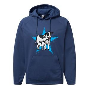 Cow Star Design Cattle Love Lover Cows Gift Performance Fleece Hoodie