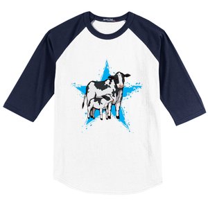 Cow Star Design Cattle Love Lover Cows Gift Baseball Sleeve Shirt