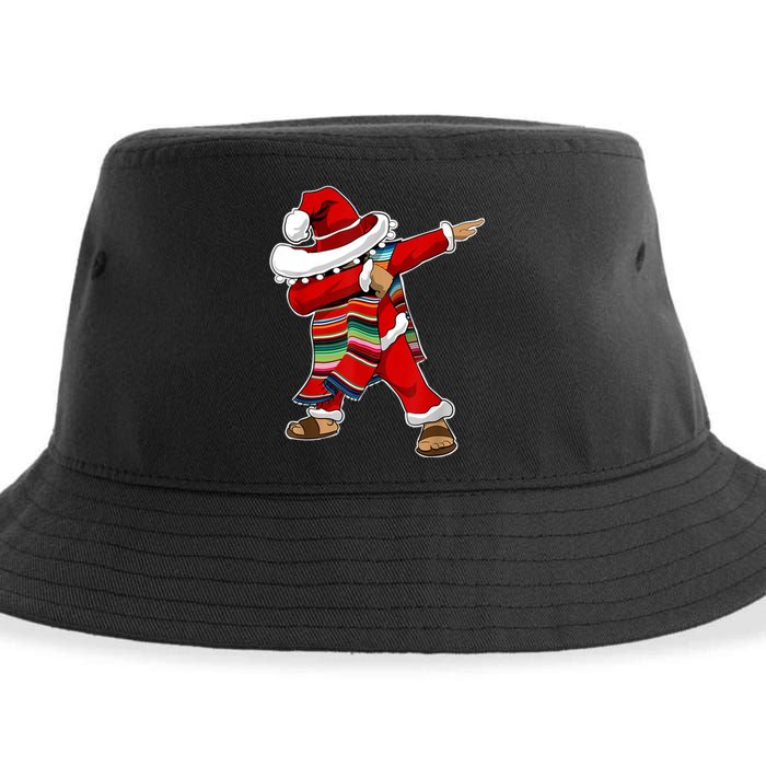 Christmas Sombrero Dabbing Mexican Serape Poncho Santa TShirt Sustainable Bucket Hat