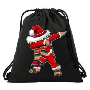 Christmas Sombrero Dabbing Mexican Serape Poncho Santa TShirt Drawstring Bag