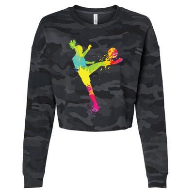 Cool Soccer Design For Women Girl Soccer Player Sport Lover Cropped Pullover Crew