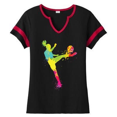 Cool Soccer Design For Women Girl Soccer Player Sport Lover Ladies Halftime Notch Neck Tee