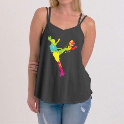 Cool Soccer Design For Women Girl Soccer Player Sport Lover Women's Strappy Tank