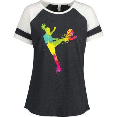 Cool Soccer Design For Women Girl Soccer Player Sport Lover Enza Ladies Jersey Colorblock Tee