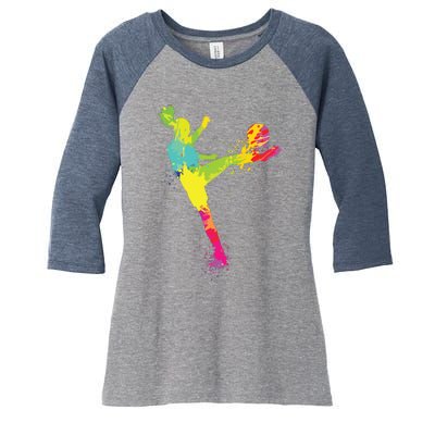 Cool Soccer Design For Women Girl Soccer Player Sport Lover Women's Tri-Blend 3/4-Sleeve Raglan Shirt