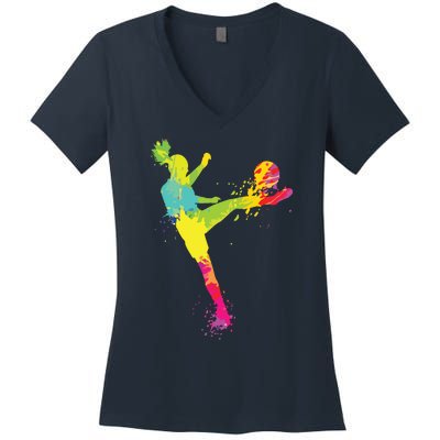 Cool Soccer Design For Women Girl Soccer Player Sport Lover Women's V-Neck T-Shirt