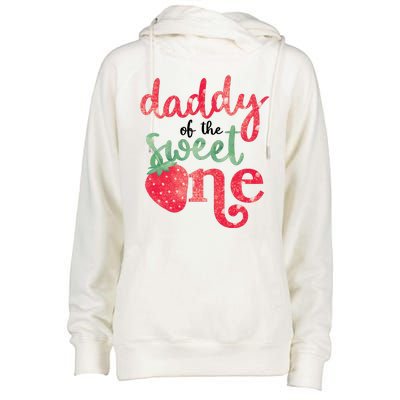 Cute Strawberry Daddy Of The Sweet One Womens Funnel Neck Pullover Hood