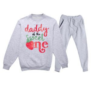 Cute Strawberry Daddy Of The Sweet One Premium Crewneck Sweatsuit Set