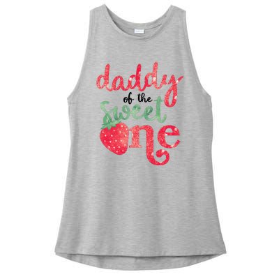 Cute Strawberry Daddy Of The Sweet One Ladies PosiCharge Tri-Blend Wicking Tank