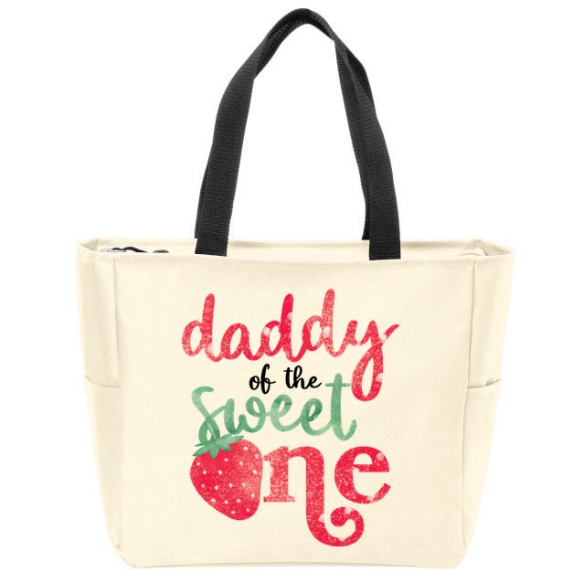 Cute Strawberry Daddy Of The Sweet One Zip Tote Bag