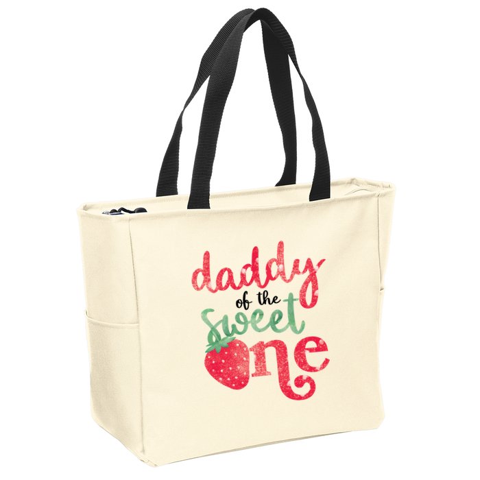 Cute Strawberry Daddy Of The Sweet One Zip Tote Bag