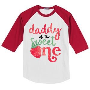 Cute Strawberry Daddy Of The Sweet One Kids Colorblock Raglan Jersey