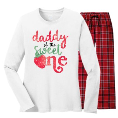 Cute Strawberry Daddy Of The Sweet One Women's Long Sleeve Flannel Pajama Set 