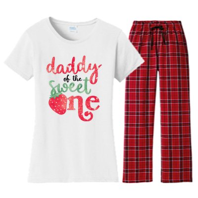 Cute Strawberry Daddy Of The Sweet One Women's Flannel Pajama Set