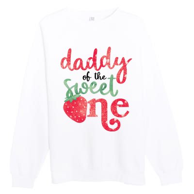 Cute Strawberry Daddy Of The Sweet One Premium Crewneck Sweatshirt