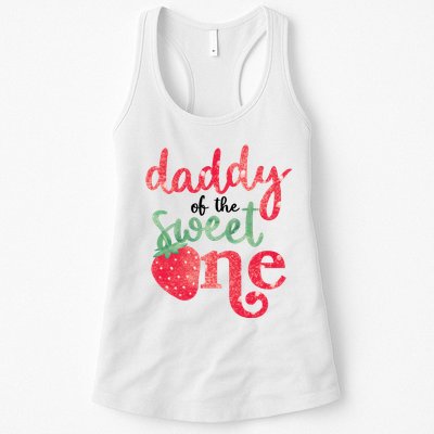 Cute Strawberry Daddy Of The Sweet One Womens Tank Top