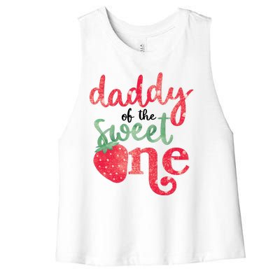 Cute Strawberry Daddy Of The Sweet One Women's Racerback Cropped Tank