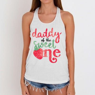 Cute Strawberry Daddy Of The Sweet One Women's Knotted Racerback Tank