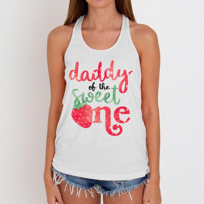Cute Strawberry Daddy Of The Sweet One Women's Knotted Racerback Tank