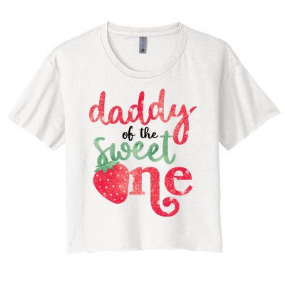 Cute Strawberry Daddy Of The Sweet One Women's Crop Top Tee