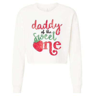 Cute Strawberry Daddy Of The Sweet One Cropped Pullover Crew