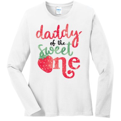 Cute Strawberry Daddy Of The Sweet One Ladies Long Sleeve Shirt