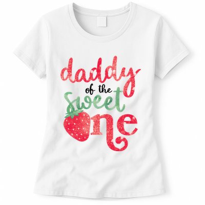 Cute Strawberry Daddy Of The Sweet One Womens T-Shirt