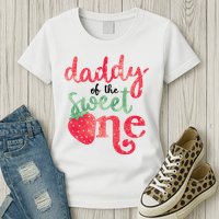 Cute Strawberry Daddy Of The Sweet One Womens T-Shirt
