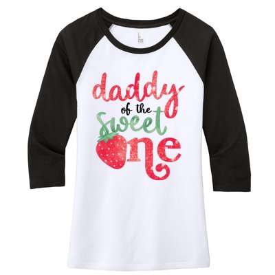 Cute Strawberry Daddy Of The Sweet One Women's Tri-Blend 3/4-Sleeve Raglan Shirt